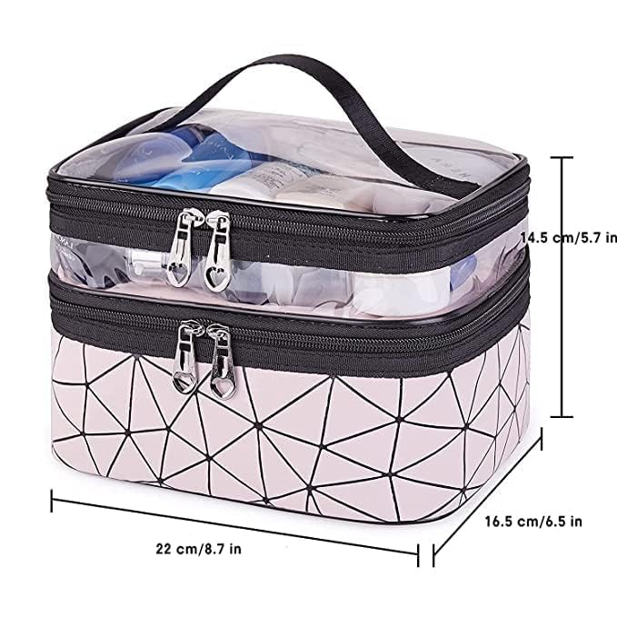 ECAPT Transparent Makeup Bags Double Layer Travel Cosmetic Cases Make up Organizer Toiletry Bag with 2 Zipper for Women Girl - Image 5
