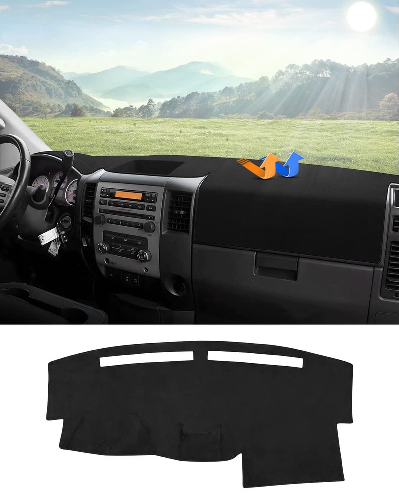Autorder Dashboard Cover Mat for 2004-2012 Nissan Titan Accessories Dash Cover Flannel Dash Mat Sunshade Glare UV Rays Protector (Without Cutout for Navi/Sensor) - Image 1