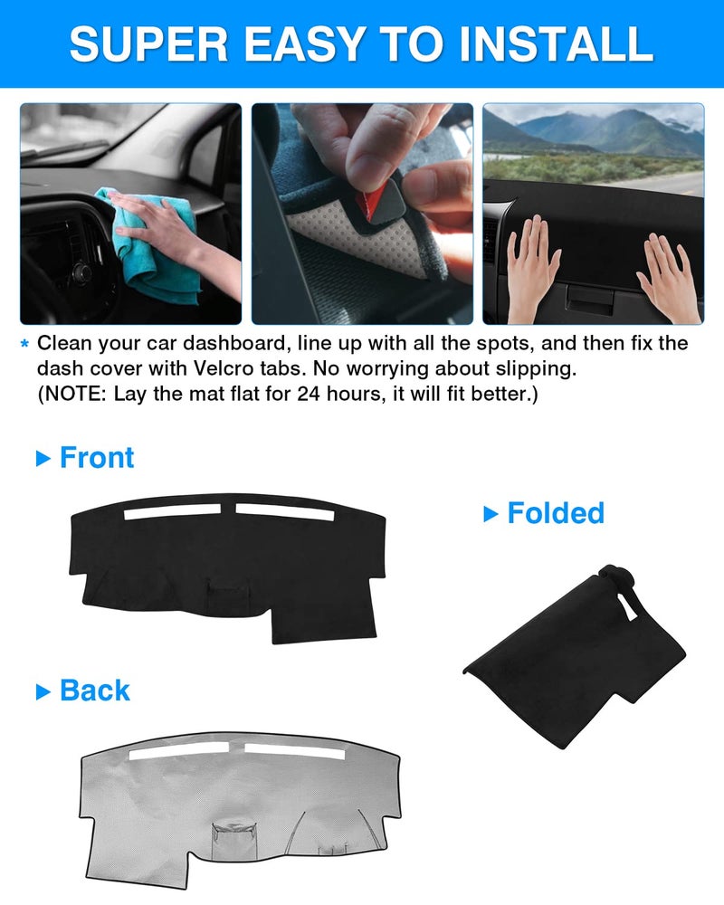 Autorder Dashboard Cover Mat for 2004-2012 Nissan Titan Accessories Dash Cover Flannel Dash Mat Sunshade Glare UV Rays Protector (Without Cutout for Navi/Sensor) - Image 5