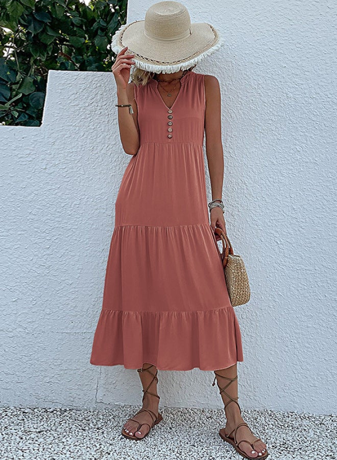 Yailla Summer Vest Skirt Sleeveless Loose Casual Dress 