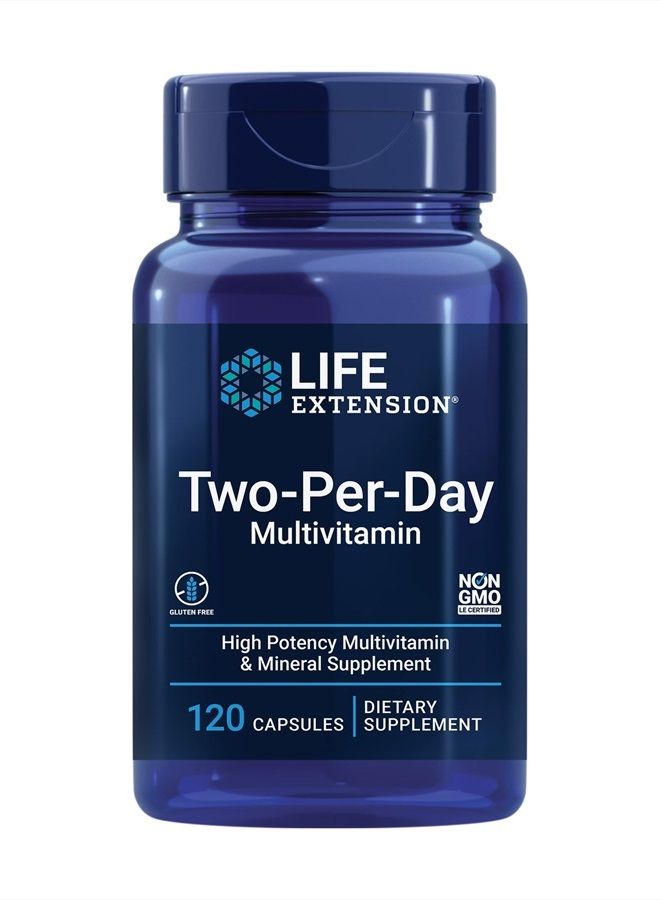 Life Extension Two-Per-Day Multivitamin, vitamins B, C, D, zinc, packed with over 25 vitamins, minerals & extracts, two-month supply, non-GMO, gluten-free, 120 capsules - Image 1