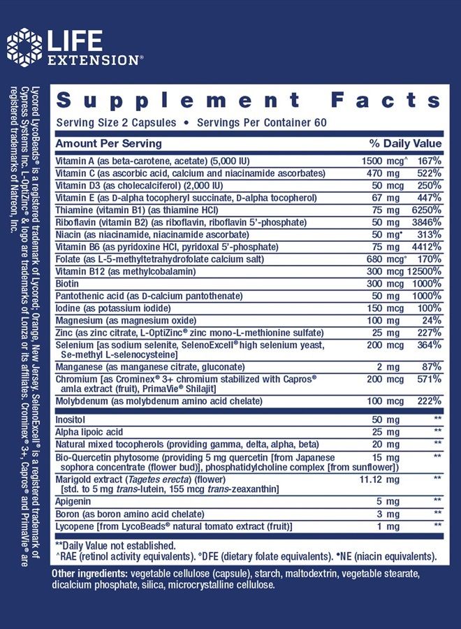 Life Extension Two-Per-Day Multivitamin, vitamins B, C, D, zinc, packed with over 25 vitamins, minerals & extracts, two-month supply, non-GMO, gluten-free, 120 capsules - Image 3