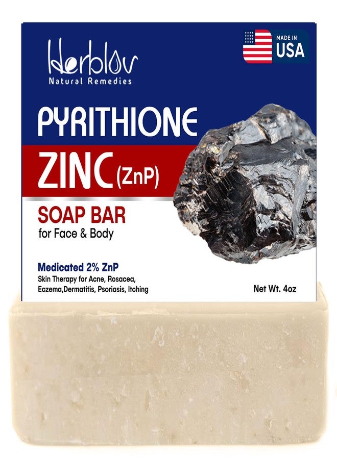 Herblov Pyrithione Zinc Soap Bar for Face & Body, 4oz | 2% ZnP Bar Soap Skin Therapy Cleanser for Acne, Rosacea, Eczema, Dermatitis, Psoriasis, Itching | Cleansing, Calming Facial Wash | Made in USA - Image 1
