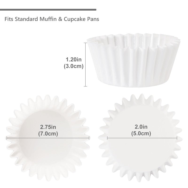 Caperci Heavy Duty Standard White Cupcake Liners 150 Counts - Grease-Resistant Paper Muffin Baking Cups, Odorless, No Muffin Pan Needed, Easily Peels (White) - Image 5
