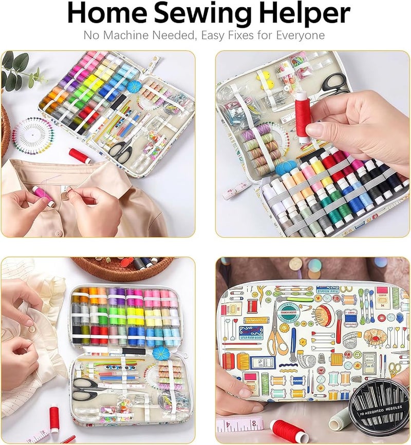 RoseFlower Portable Sewing Kit, 41 Color Threads, Sewing Supplies Organizer with Needles, Scissors, Measuring Tape, Buttons and Sewing Accessories for Travel, Home Repairs, Emergency Fixes and Beginners - Image 2