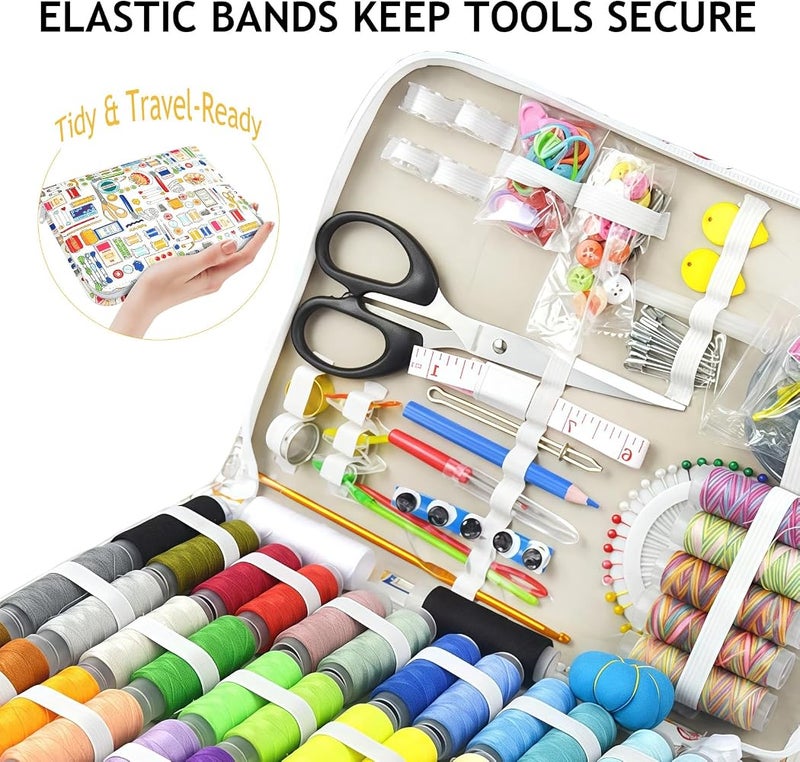 RoseFlower Portable Sewing Kit, 41 Color Threads, Sewing Supplies Organizer with Needles, Scissors, Measuring Tape, Buttons and Sewing Accessories for Travel, Home Repairs, Emergency Fixes and Beginners - Image 3