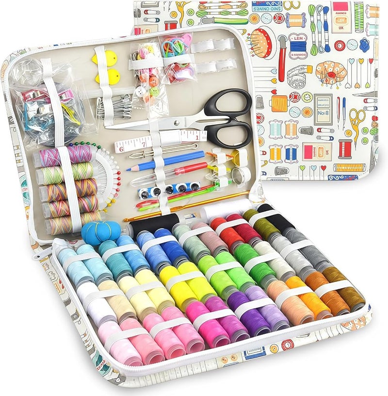 RoseFlower Portable Sewing Kit, 41 Color Threads, Sewing Supplies Organizer with Needles, Scissors, Measuring Tape, Buttons and Sewing Accessories for Travel, Home Repairs, Emergency Fixes and Beginners - Image 1