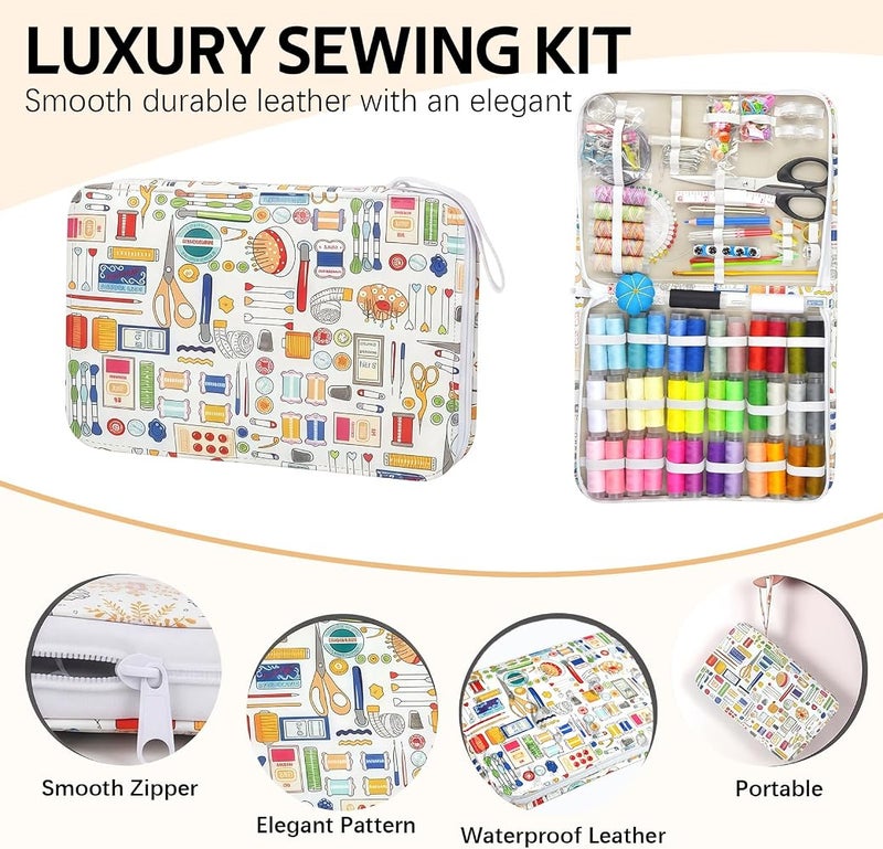 RoseFlower Portable Sewing Kit, 41 Color Threads, Sewing Supplies Organizer with Needles, Scissors, Measuring Tape, Buttons and Sewing Accessories for Travel, Home Repairs, Emergency Fixes and Beginners - Image 4
