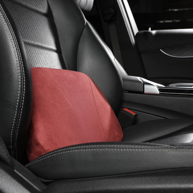 POKSRI Lumbar Support Pillow,Back Pain Relief Cushion,fits tightly around the waist,Memory Foam,Skin-friendly Suede Fabric,fit Car Drive,Office chair,Rest seat,Improve Posture,Portable,15.5''Lx 8.7''H - Image 2