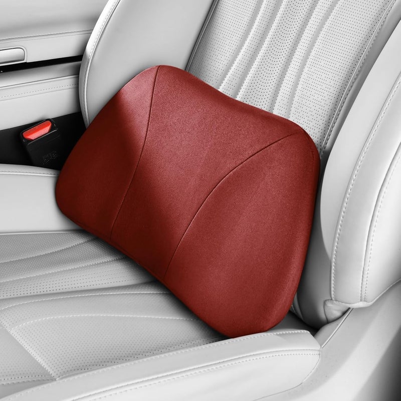 POKSRI Lumbar Support Pillow,Back Pain Relief Cushion,fits tightly around the waist,Memory Foam,Skin-friendly Suede Fabric,fit Car Drive,Office chair,Rest seat,Improve Posture,Portable,15.5''Lx 8.7''H - Image 1