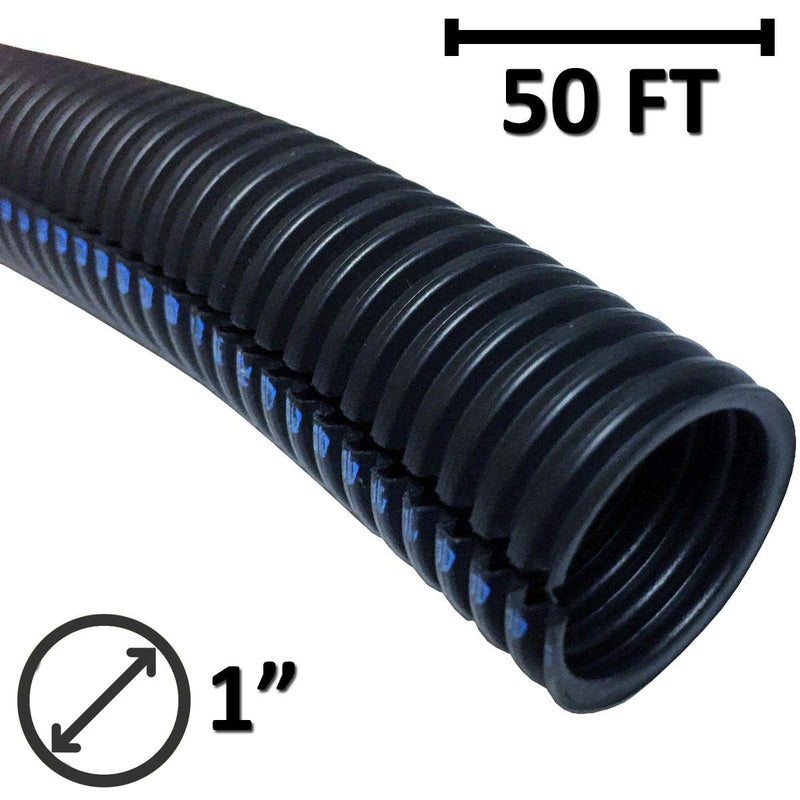 Electri Duct 1" Flame Retardant Polypropylene Split Wire Loom Tubing Corrugated Conduit with Flammability Tracer - 50 Feet - Black - Image 2