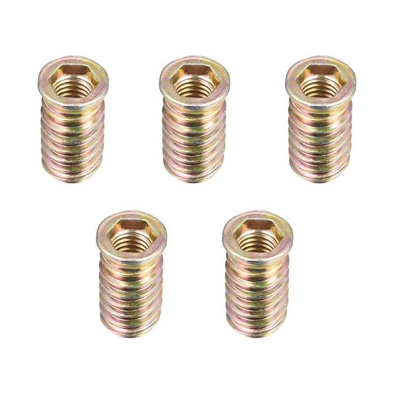 uxcell Wood Furniture M10x30mm Threaded Insert Nuts Interface Hex Socket Drive 5pcs - Image 1