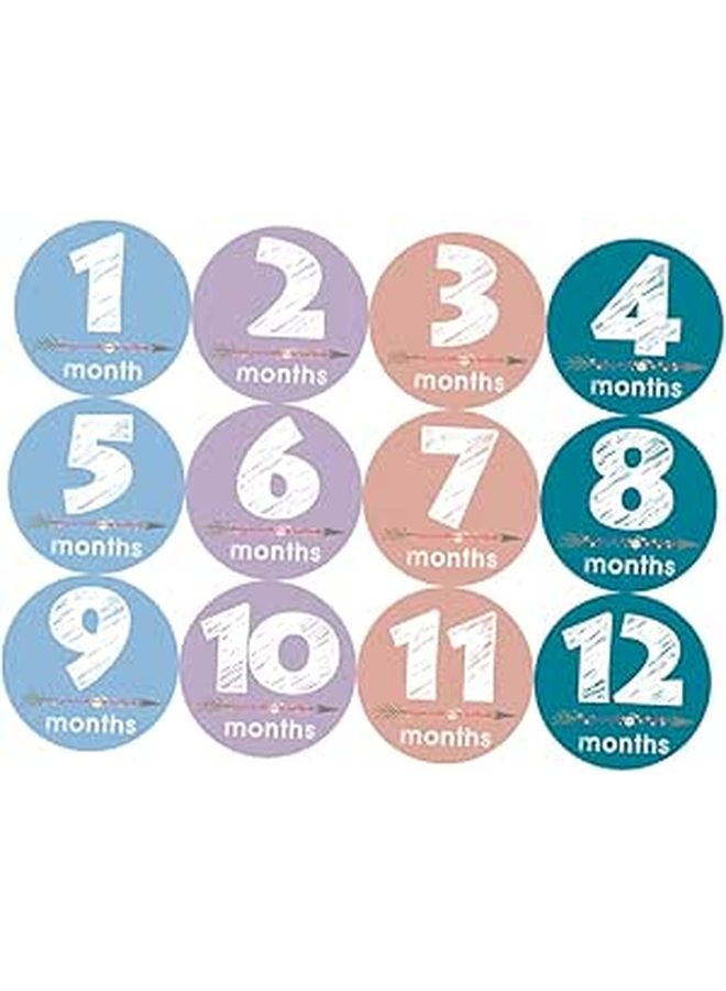 Angoily 12Pcs Milestone Decal Stickers For Newborn Growth Tracking Photo Props - Image 1