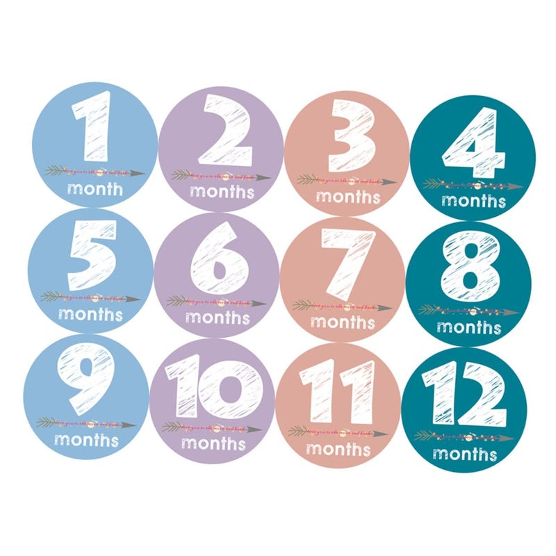 Angoily 12Pcs Milestone Decal Stickers For Newborn Growth Tracking Photo Props - Image 2