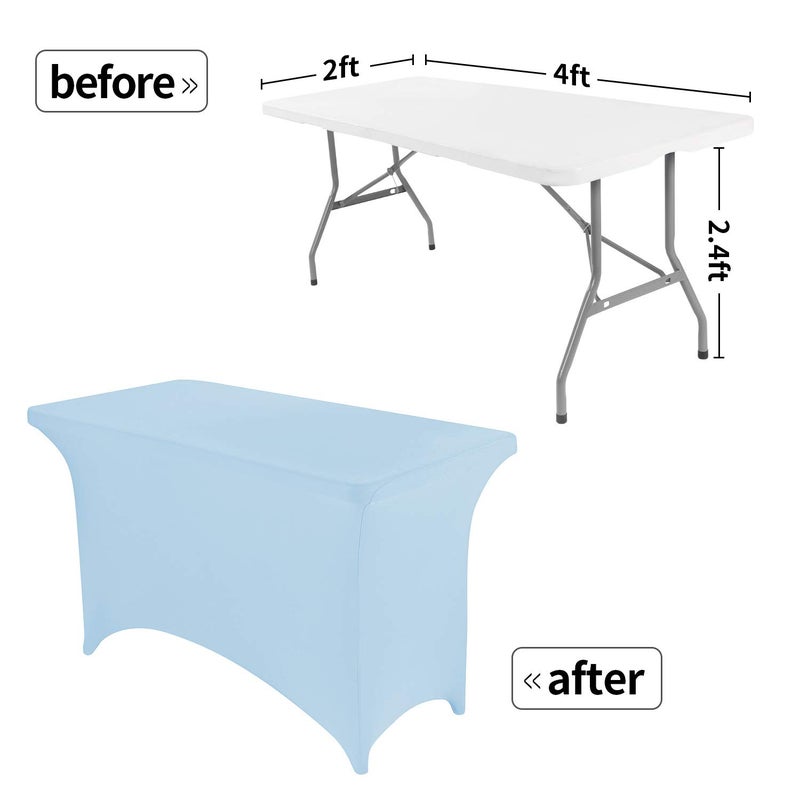 Peomeise 4FT Spandex Table Cover Rectangular Stretch Spandex Tablecloth (Blue Mist 4FT) - Image 2