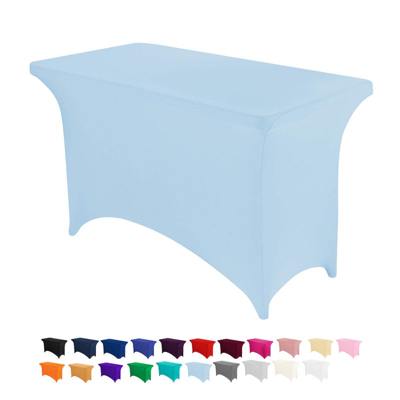 Peomeise 4FT Spandex Table Cover Rectangular Stretch Spandex Tablecloth (Blue Mist 4FT) - Image 1