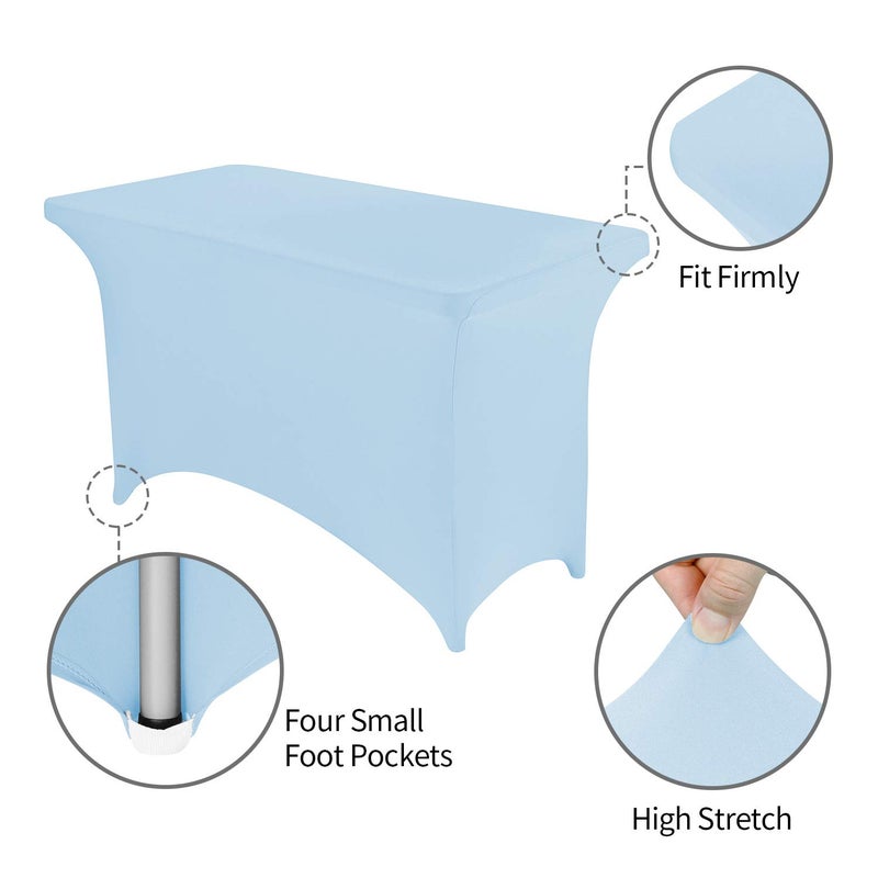 Peomeise 4FT Spandex Table Cover Rectangular Stretch Spandex Tablecloth (Blue Mist 4FT) - Image 3