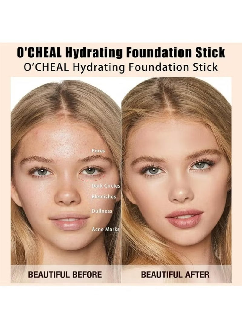 OCHEAL O'CHEAL Hydrating Concealer Stick, Full Coverage Face Makeup for All Skin Types, Moisturizing, Long Lasting, Waterproof, Brighten, Lightweight Tinted Contour Stick Foundation for Women (LIGHTSKIN TONE) - Image 3