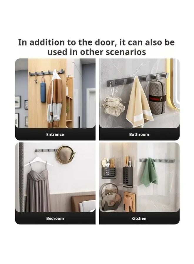 حامل معاطف رمادي مثبت على الحائط بدون حفر بخمسة خطاطيف، منظّم مدخل معدني حديث - Image 5