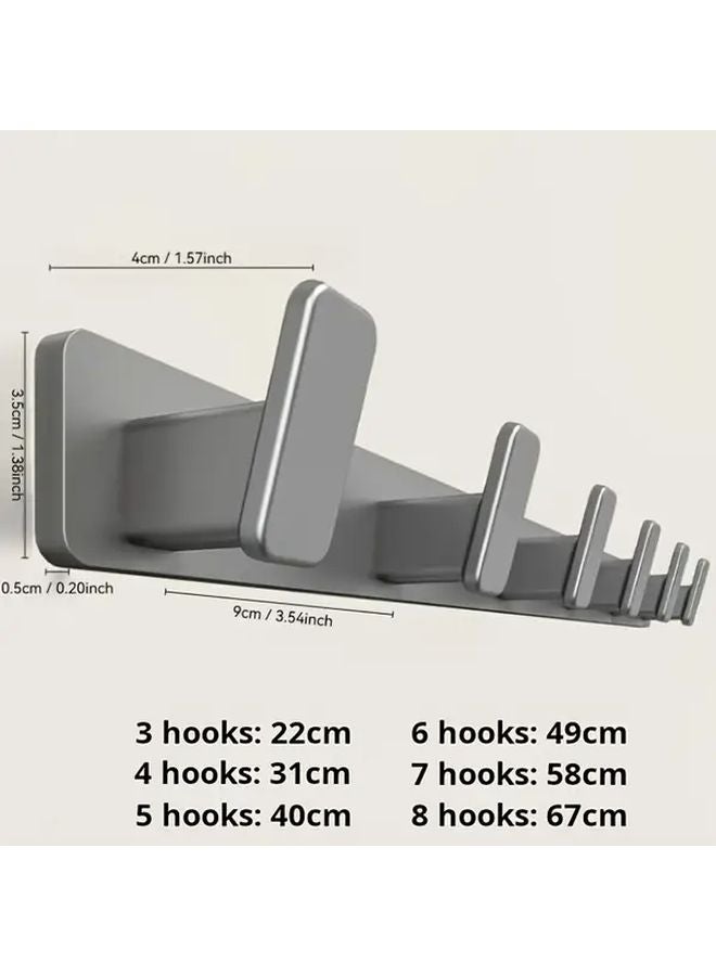 حامل معاطف رمادي مثبت على الحائط بدون حفر بخمسة خطاطيف، منظّم مدخل معدني حديث - Image 3