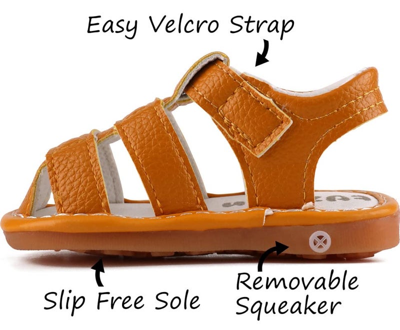 CINDEAR Baby Boys Girls Squeaky Sandals Summer Closed-Toe Anti-Slip Premium Rubber Sole Toddler First Walkers Shoes 1302-YL19 - Image 2