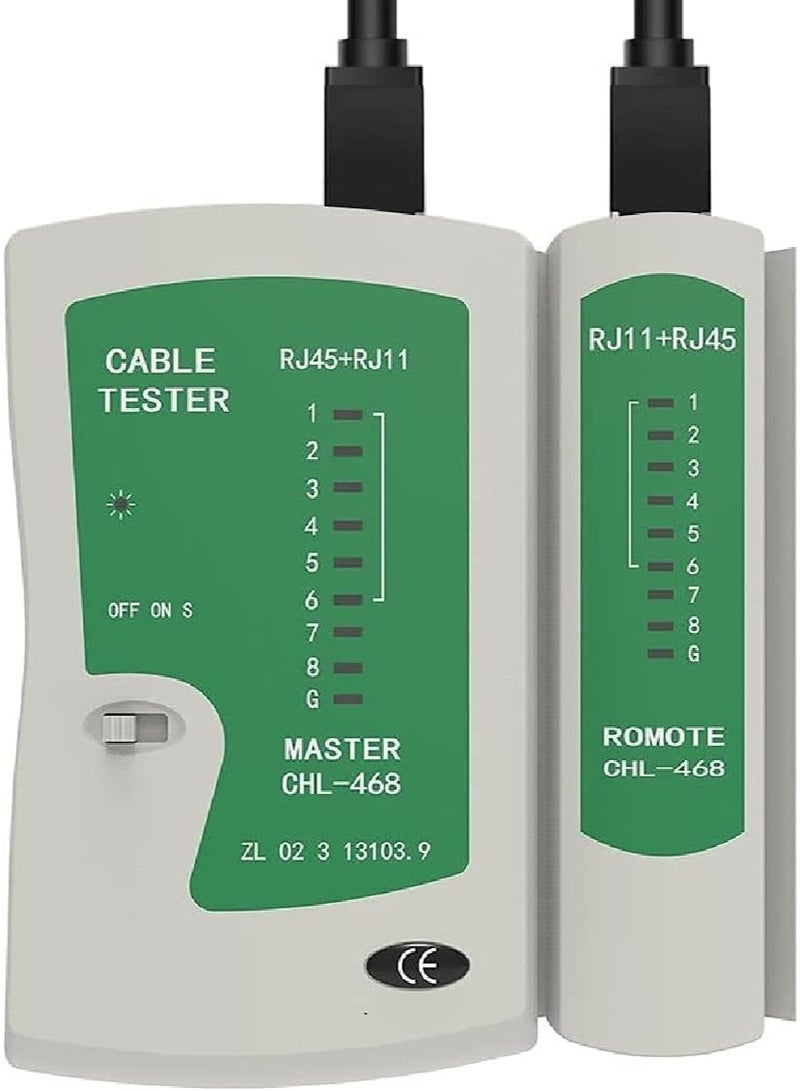 بست وان جهاز اختبار كابلات الشبكة RJ45 وRJ11، وجهاز اختبار كابلات إيثرنت LAN مع مؤشرات LED، وأداة اختبار كابلات الشبكة CAT5 وCAT5e وCAT6 وCAT6A UTP، وكاشف خط الهاتف لكابلات الإنترنت والنطاق العريض RJ11 وRJ12 - Image 1
