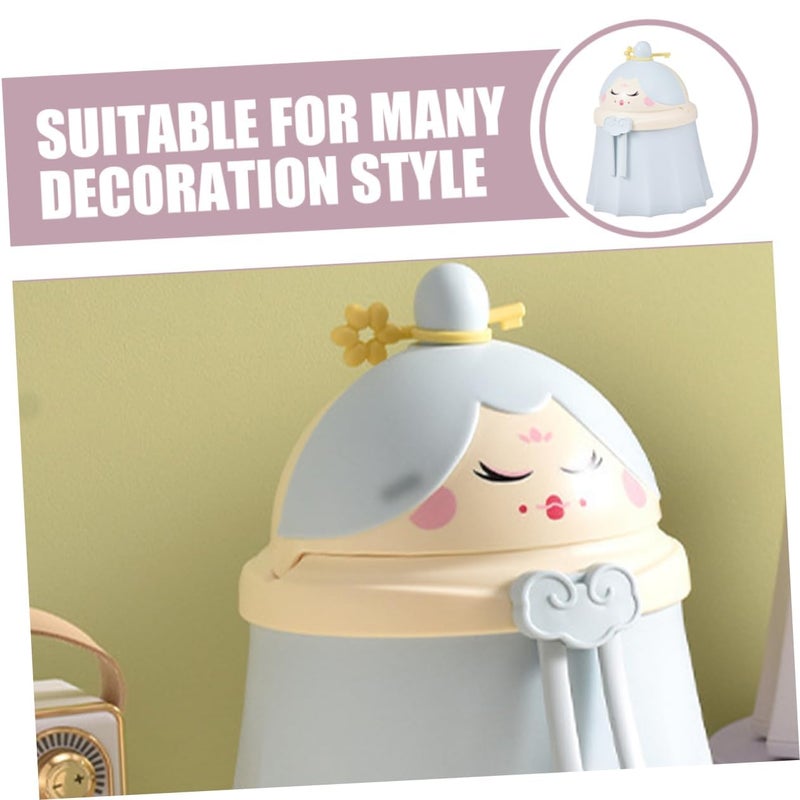Jumix Mini Desktop Trash Can Office Small Cute Dustbin for Study Table Desk Bin Bedroom Bin Waste Paper Bin Mini Desk Dustbin with Lid for Bedroom Bathroom Kitchen Blue1Pc - Image 5