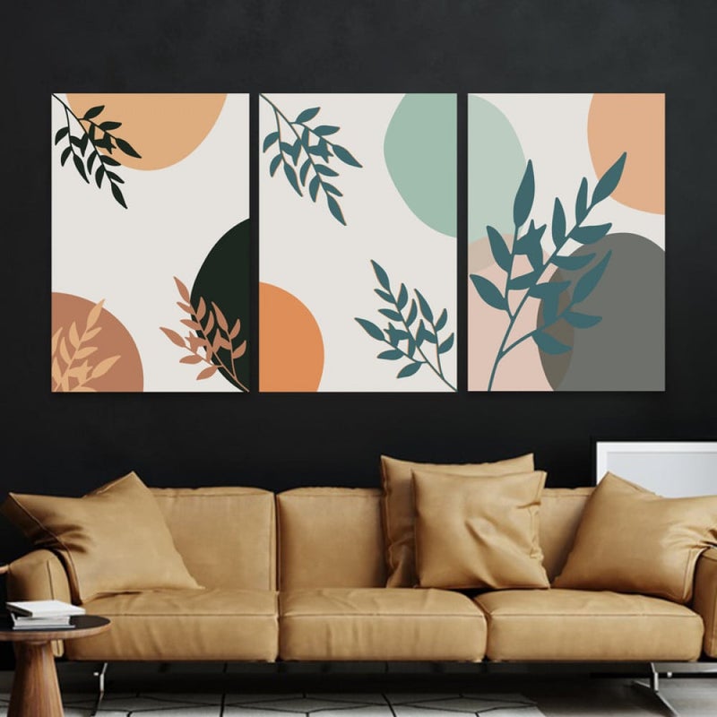 ماركتنا ثلاث لوحات قماشية فخمة بتصميم مودرن مع برواز مجوف مقاس (150×70) ثلاث قطع - Image 1