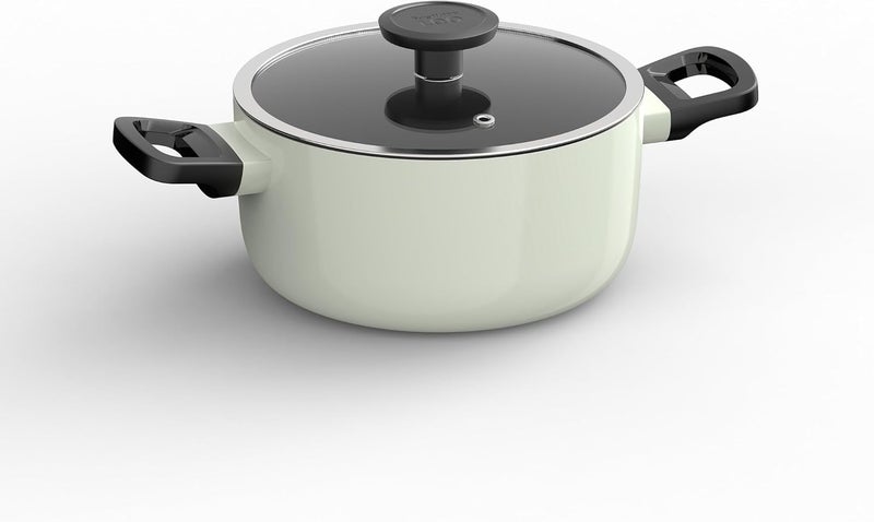 Berghoff Glints Nonstick Ceramic Cookware Set 7 Piece, Non-toxic, Stay-Cool Handles, PFAS & PFOA Free, Induction Base, Oven Safe, Sage/Soft Oliver Green - Image 4
