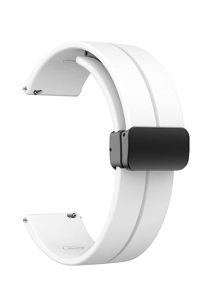 سوار سليكون 22 ملم مع مشبك قابل للطي مغناطيسي لهواوي جي تي 2 اي 46 ملم - ابيض - Image 1