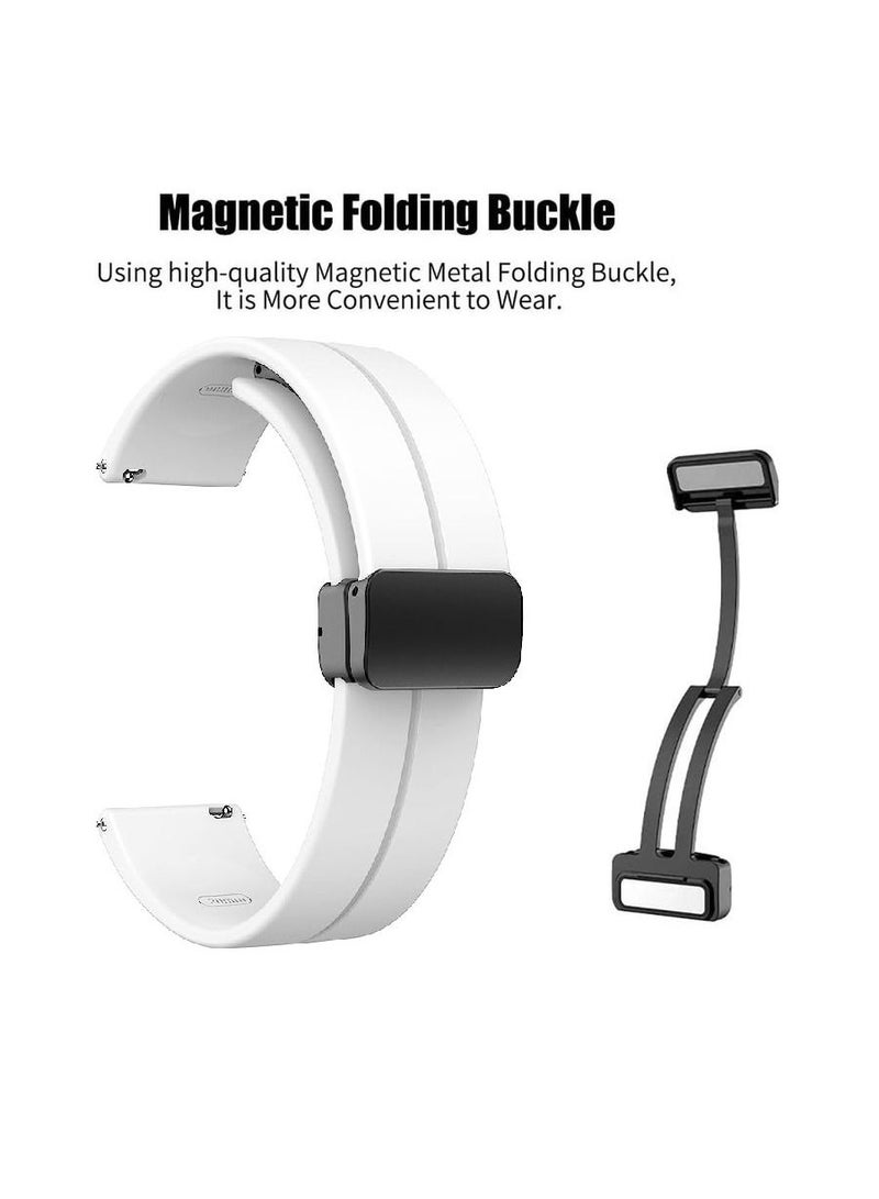 سوار سليكون 22 ملم مع مشبك قابل للطي مغناطيسي لهواوي جي تي 2 اي 46 ملم - ابيض - Image 2