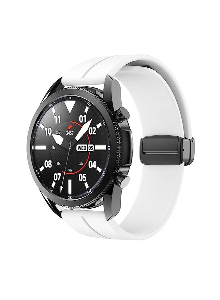 سوار سليكون 22 ملم مع مشبك قابل للطي مغناطيسي لهواوي جي تي 2 اي 46 ملم - ابيض - Image 4