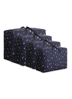 Swift 4 Pcs Large Storage Bags Waterproof Heavy Duty 600D Oxford Moving Bags, Closet Organizer Bags Ideal For Bedding, Duvets, Pillows, Laundry, Clothes or Moving home,  Navy Blue  - Image 1
