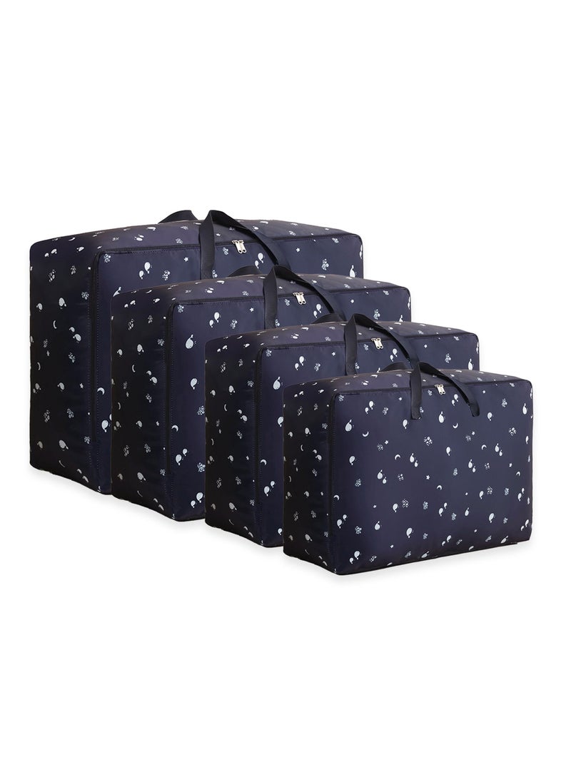 Swift 4 Pcs Large Storage Bags Waterproof Heavy Duty 600D Oxford Moving Bags, Closet Organizer Bags Ideal For Bedding, Duvets, Pillows, Laundry, Clothes or Moving home,  Navy Blue  - Image 1