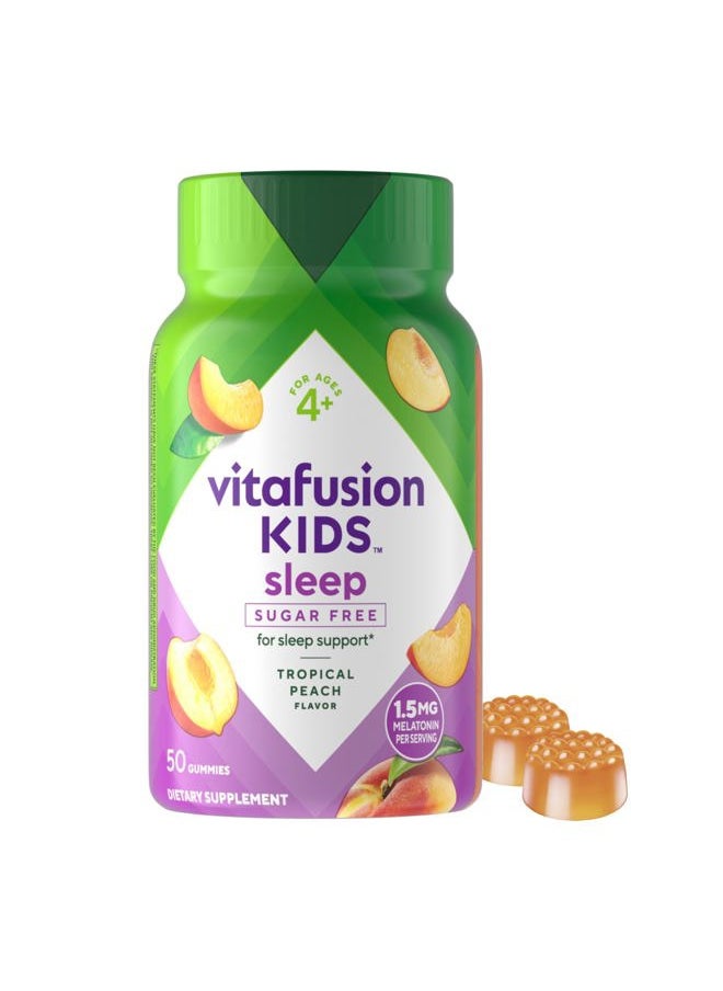 Vitafusion Kids Melatonin Gummy Supplements, Tropical Peach Flavored Sleep Support Supplements (1), 50 Count  - Image 1