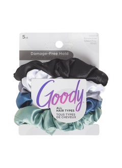 Goody Goody Ouchless Satin Scrunchies  5 Ct Cool Tones DamageFree Hold Soft Overnight Hair Scrunchies to Sleep In Gentle Hair Accessories for Women  Men All Day Comfort All Hair Types 