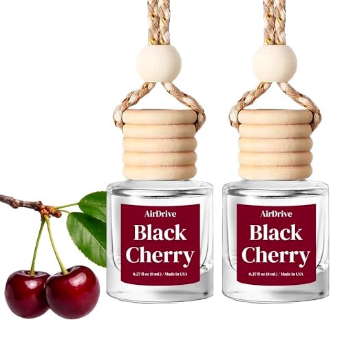 AirDrive Car Air Freshener Black Cherry 2 Pack Hanging Air Freshener Diffuser Cute Car Accessories Air Freshner for Women Men Gift NonToxic Car Scent Long Lasting Oil Diffuser Made in USA - Image 1