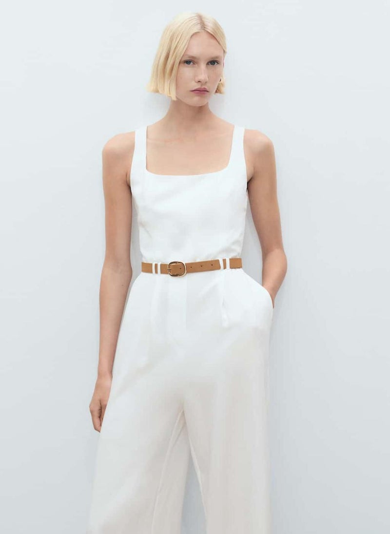 MANGO Long Lyocell Jumpsuit With Belt  - Image 3