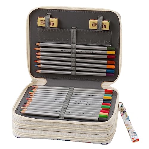 Lbxgap Portable Colored Printing Pattern Pencil Case Holds 72 pcs Pencils Bag Organizer with Handy Wrap Portable- Multilayer Holder for Watercolor Pens or Markers, Pencil Case Organizer for Artist - Image 3