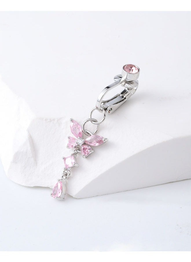 Realfrog 2PCS Fake Piercing Belly Button Ring with Pink Butterfly Design for Women Jewelry Copper Jewelry  - Image 3