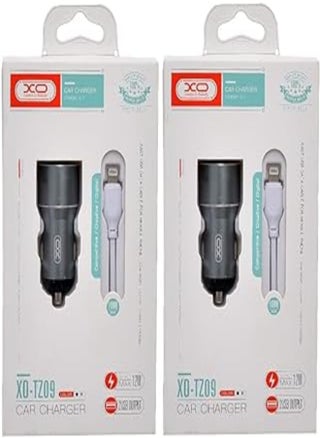 Xo tz09 car charger suit and lightning cable with 2.1a max 12w output and 2 usb output 1000mm set of 2 pieces - grey - pzsku/Z50DD792A19945CA15395Z/45/_/1717327729/1f7dd5d6-7dd3-407f-a6f1-bd3ae7363999