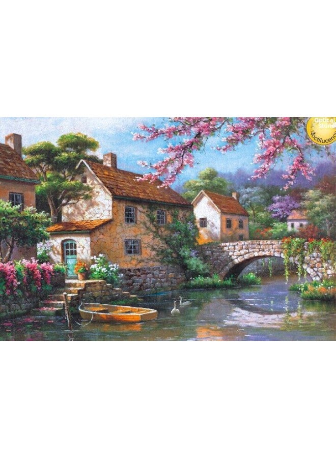 Wooden Jigsaw Puzzle 1000 Pieces Adult Decompression Children's Educational Toys Diy Wooden Jigsaw Puzzle Wholesale-Color:10-69 Summer Creek Bridge - Image 1