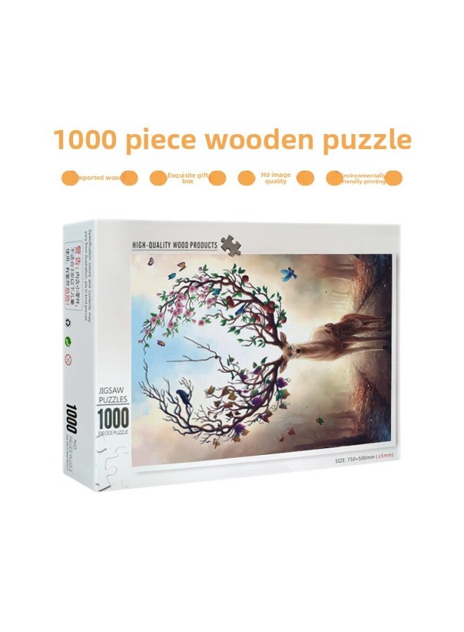 Wooden Jigsaw Puzzle 1000 Pieces Adult Decompression Children's Educational Toys Diy Wooden Jigsaw Puzzle Wholesale-Color:10-69 Summer Creek Bridge - Image 4