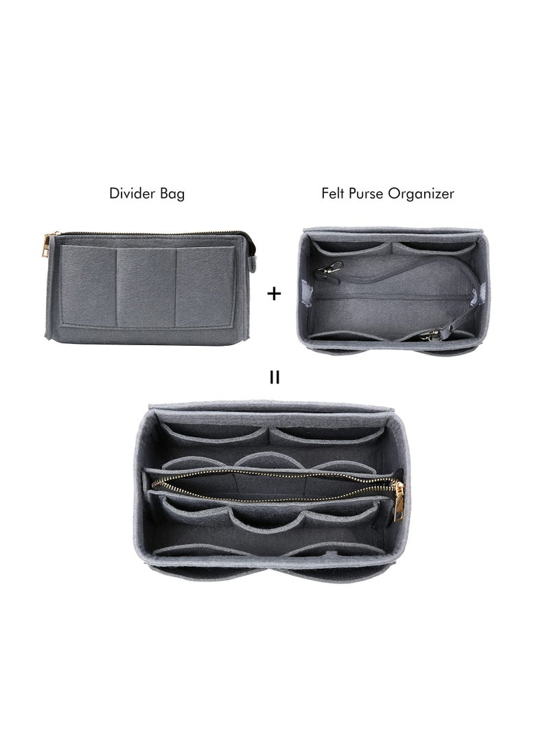 SYOSI - Purse Organizer Insert for Handbags Felt Bag Tote Shaper With Zippers Thicken and Portable Handbag in Speedy Neverfull Grey - Image 1