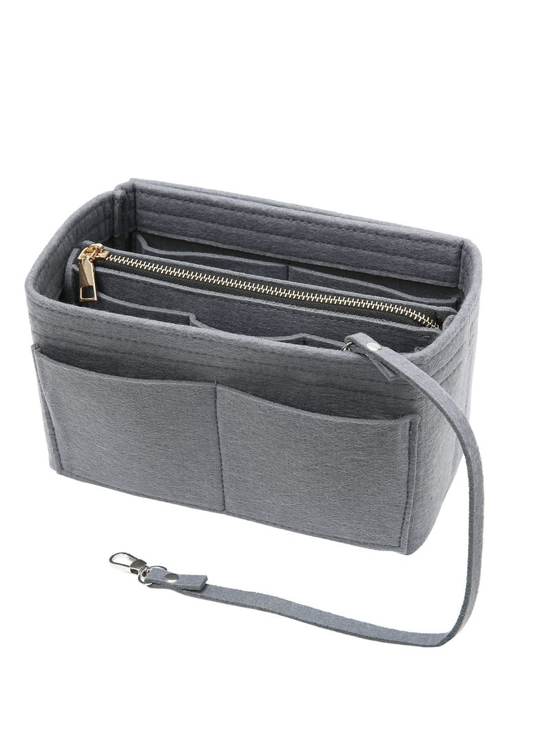 SYOSI - Purse Organizer Insert for Handbags Felt Bag Tote Shaper With Zippers Thicken and Portable Handbag in Speedy Neverfull Grey - Image 1
