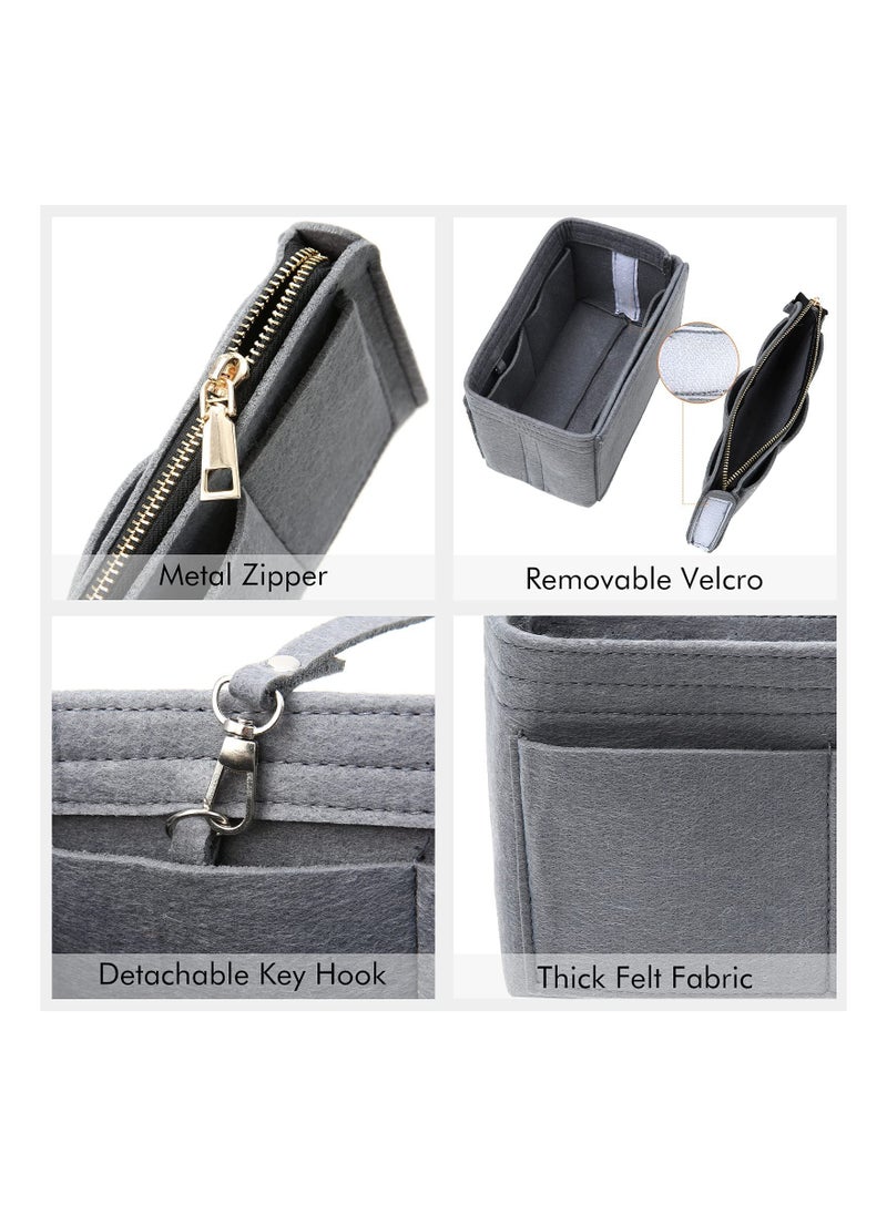 SYOSI - Purse Organizer Insert for Handbags Felt Bag Tote Shaper With Zippers Thicken and Portable Handbag in Speedy Neverfull Grey - Image 1