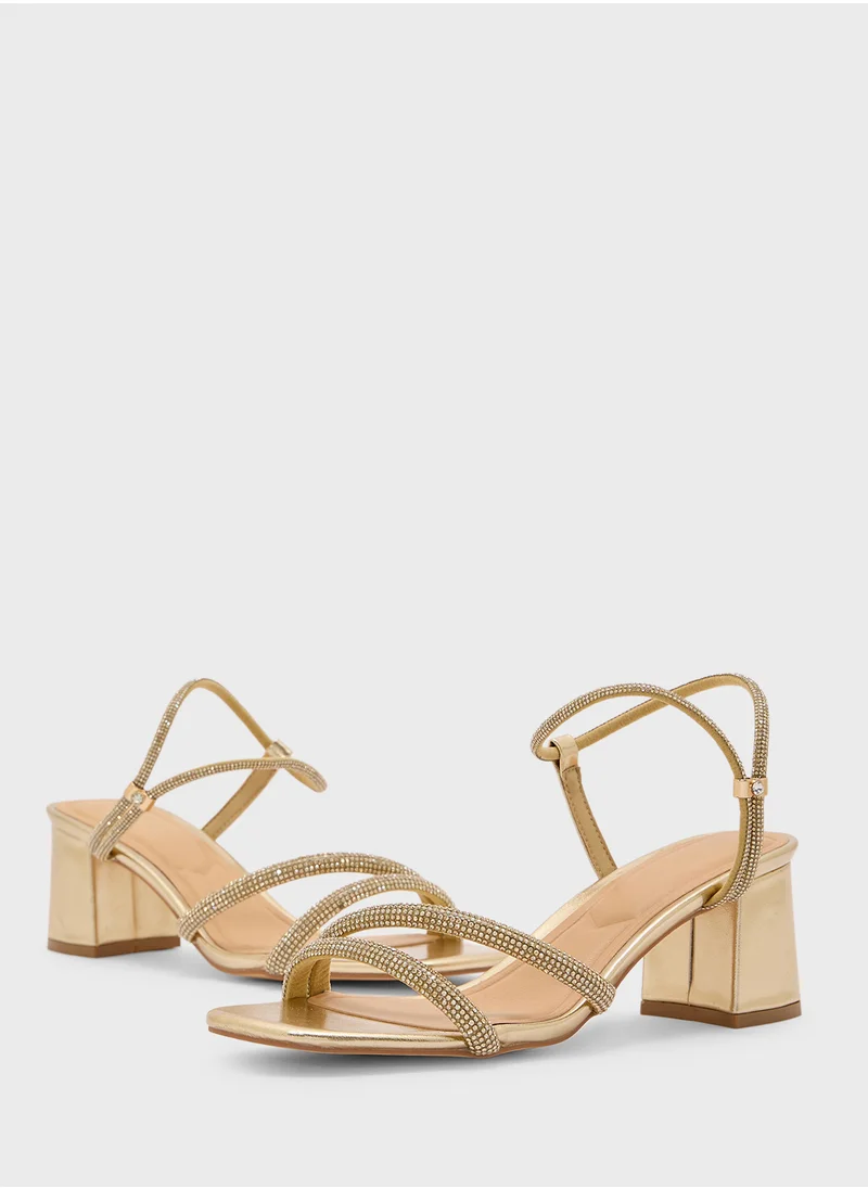 ترافل من نمشي Low Block Heel Diamante Strappy Sandal