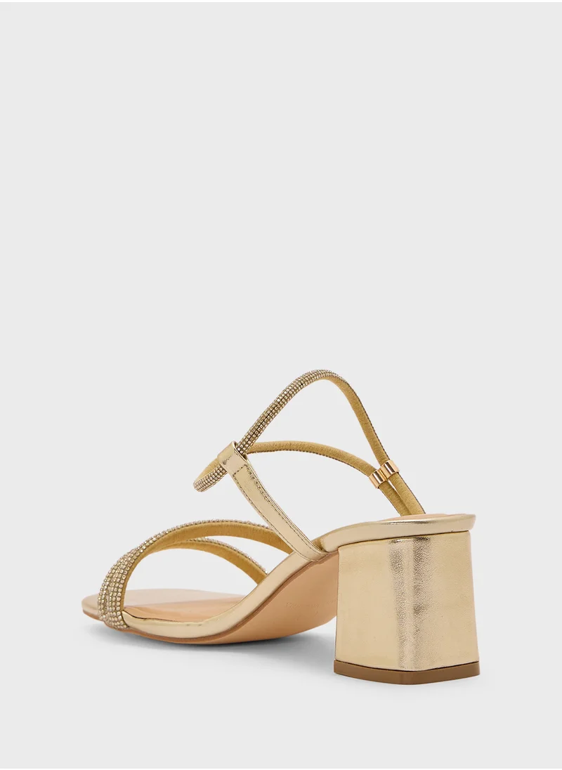ترافل من نمشي Low Block Heel Diamante Strappy Sandal