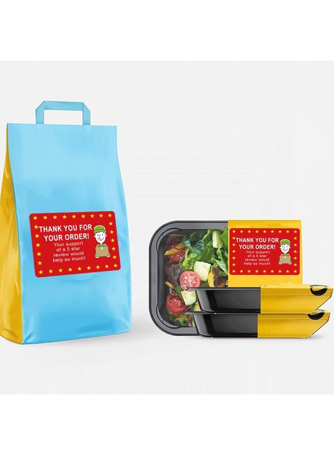 wootile 5 Star Review Delivery Labels Food Delivery Thank You Sticker 2X3 Inch Thank You For Your Order Sticker Food Delivery Tamper Evident Sealed For Freshness Freshness 250Pcs Food Delivery Stickers  - Image 5