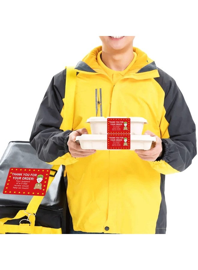 wootile 5 Star Review Delivery Labels Food Delivery Thank You Sticker 2X3 Inch Thank You For Your Order Sticker Food Delivery Tamper Evident Sealed For Freshness Freshness 250Pcs Food Delivery Stickers  - Image 4